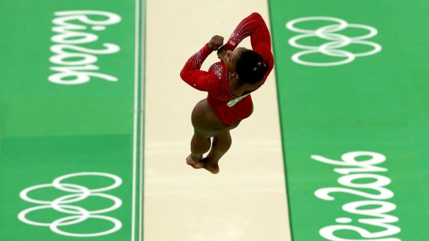 Simone Biles of the United States competes in the Women's Vault Final.