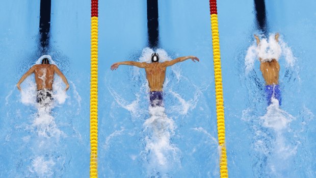 Ryan Lochte, right, and Brazil's Thiago Pereira, left, swim in the 200m individual medley final in Rio on Thursday.