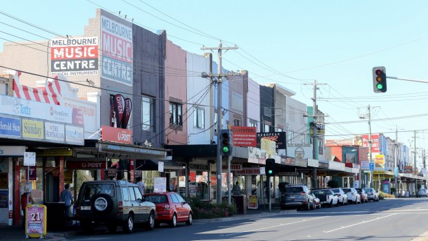 The shopping strip on North Road in Ormond, around the corner from the new station.