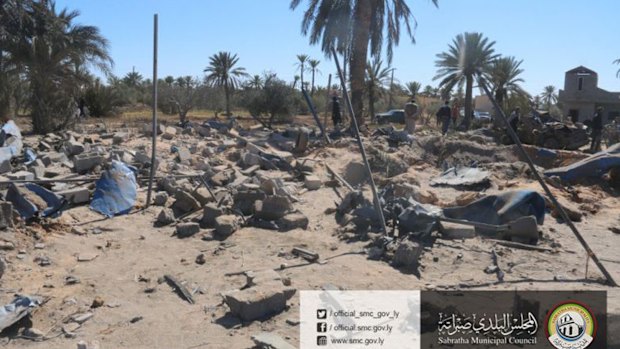 The site where US warplanes struck an Islamic State training camp in Sabratha, Libya near the Tunisian border. More than 40 Islamists were killed.