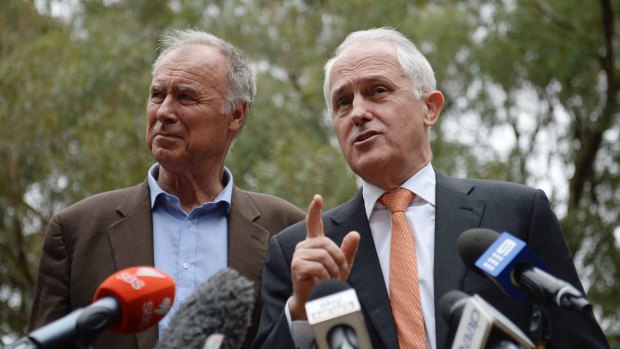 John Alexander and Prime Minister Malcolm Turnbull on the hustings in Bennelong on Friday.