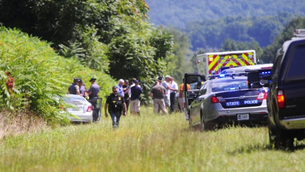 The car of suspected gunman Vester Flanagan, also known as Bryce Williams, off Highway I-66 in Virginia.