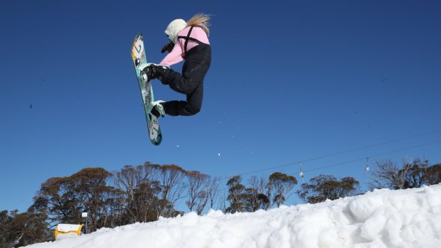 Zahra Kell pulls off a trick at Perisher after moving to the area.