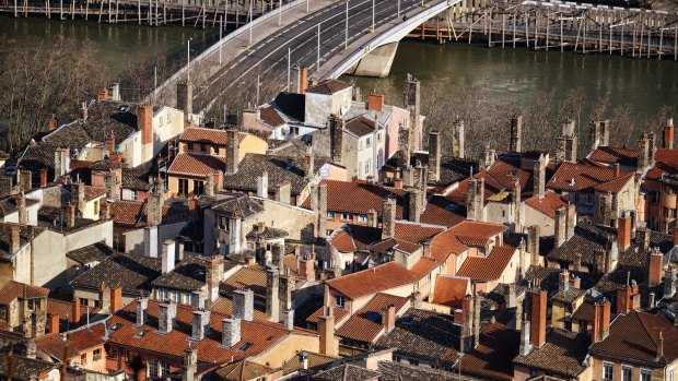 Saone River and Rooftops in Lyon.