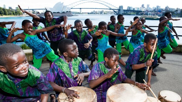 The African Children's Choir enjoying the view in Sydney.