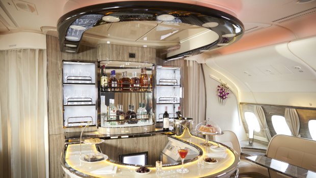Emirates on board bar in business class.