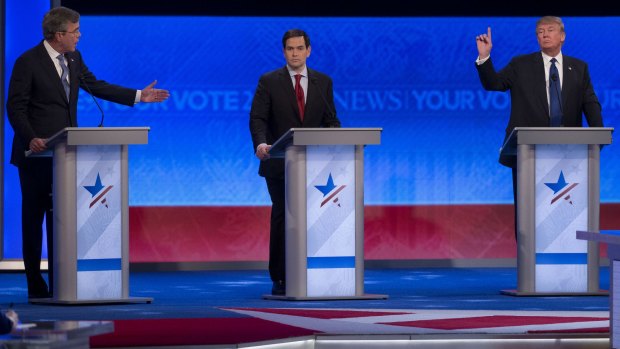 Jeb Bush (left) said he would not employ waterboarding, while Marco Rubio declined to provide a definitive answer on the subject.