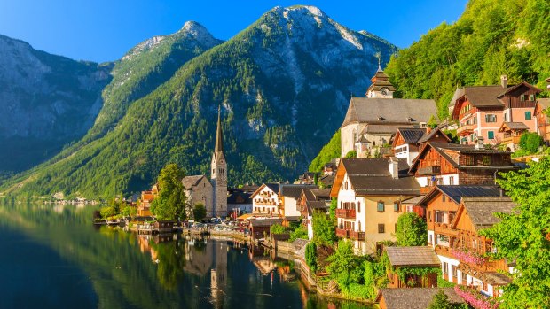 The famous alpine village of Hallstatt, Austria.