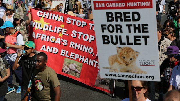 Activists march to the Convention on International Trade in Endangered Species of Wild Fauna and Flora, (CITES) in Johannesburg on Saturday.