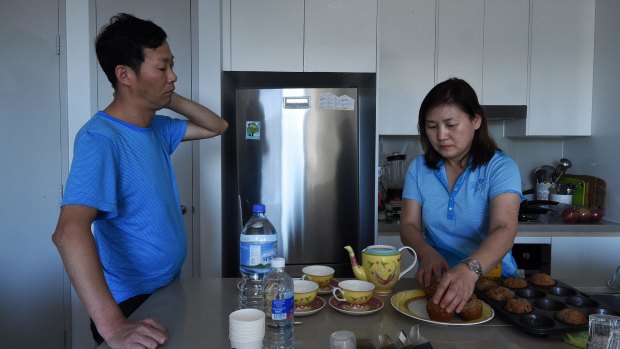 Myung Jin Juong and wife In-Young Joyce at their home in Epping.