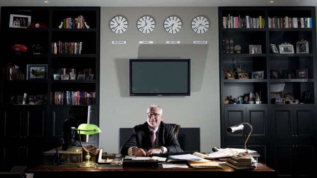 Big business: Andrew McManus in his office. 