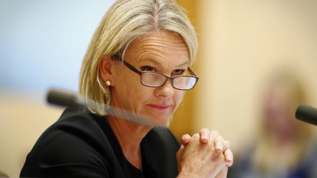 Senator Fiona Nash during a Senate estimates hearing at Parliament House in Canberra on Monday 29 May 2017. fedpol Photo: Alex Ellinghausen