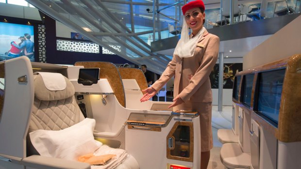 Emirates' new Boeing 777 business class seats.