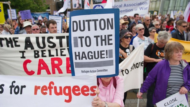 Thousands rally against offshore detention at Civic Square.