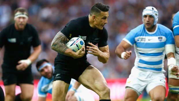 All-round talent: Dual international Sonny Bill Williams on the run for the All Blacks against Argentina.