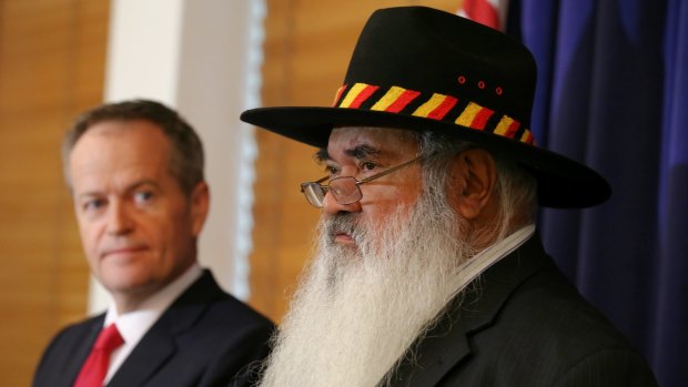 Opposition Leader Bill Shorten and Pat Dodson during a joint press conference at Parliament House in Canberra.