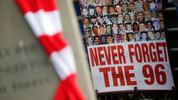 Tributes are placed at Hillsborough stadium on Wednesday.