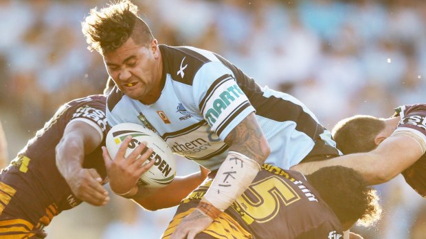 Controversial: Andrew Fifita wore wrist strapping bearing the initials of Kieran Loveridge as a show of support..