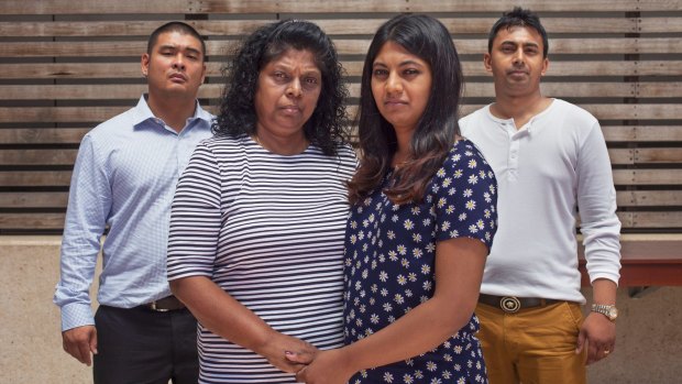 Family support: Michael Chan (left) with Raji Sukumaran (second from left) and her children Brintha and Chinthu.
