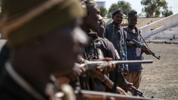 A band of hunters who took part in an operation against Boko Haram earlier this month.