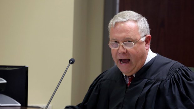 Judge James Gosnell speaks during a bond hearing for Dylann Storm Roof at a court in North Charleston.