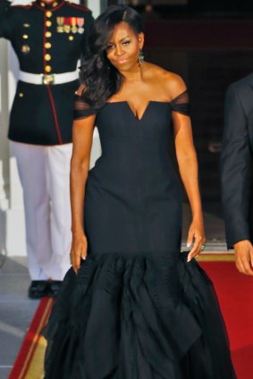For a China state dinner in 2015 Michelle diplomatically chose a dress by Chinese-American designer Vera Wang.