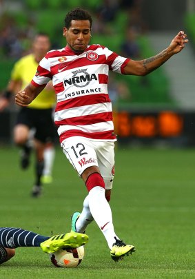 Tahj Minniecon playing for the Wanderers last season.