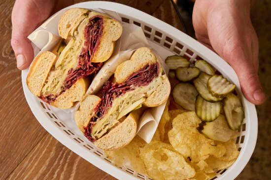 The brisket and gruyere bagel, already a best-seller at Bagels Baby in Pascoe Vale.