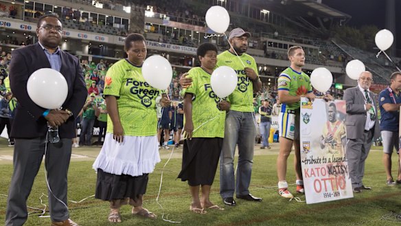 Kato Ottio's family at Canberra Stadium.