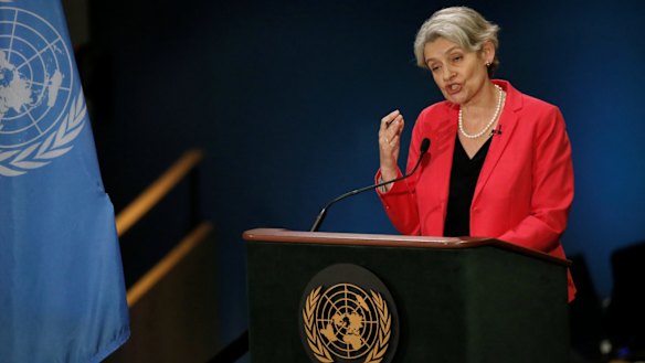 UNESCO Director-General Irina Bokova of Bulgaria puts her case to be made the next UN secretary-general in New York.