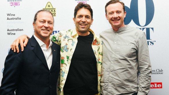 Neil Perry with Ben Shewry (centre) and Dan Hunter (right) at this year's World's 50 Best 'Chef's Feast' event in New York.