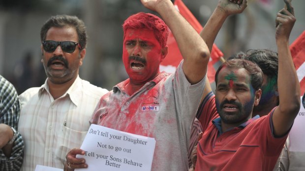 Activists from the Communists Party of India during an anti-rape protest after authorities banned the documentary from being broadcast.