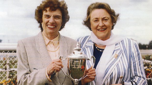 Sydney racing identities Cecily Backhouse, left, and the late Peggy Crawley.