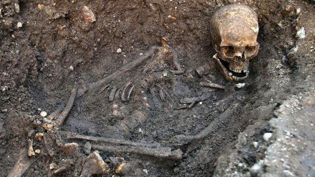 The remains of Richard III as they were discovered in a Leicester car park in 2012.