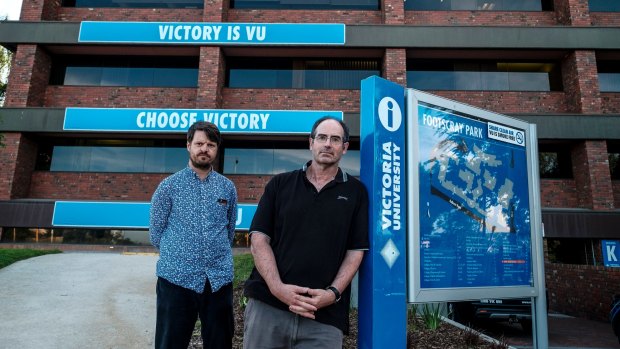 Victoria University academics Dr Paul Adams and Dr Tom Clark are upset about a plan that will lead to up to 115 job losses at Victoria University.