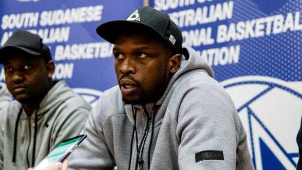 NBA star Luol Deng speaks at an event for the South Sudanese Australian National Basketball Association.