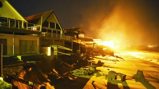 Houses at Collaroy in the early hours of Tuesday morning. 