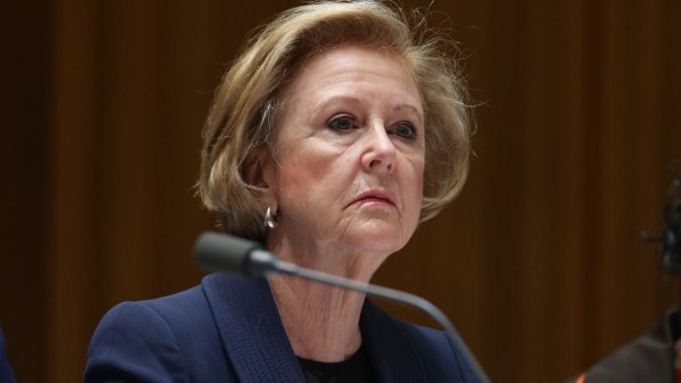 Under fire: Australian Human Rights Commission president Gillian Triggs in front of Senate estimates this week.