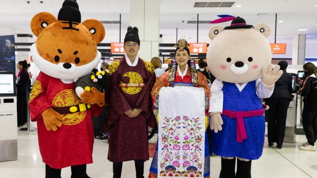 The Korean Tourism Organisation marked the relaunch with a couple of the country's cute and fluffy mascots at Sydney Airport.
