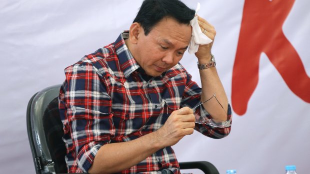 Jakarta governor Basuki Tjahaja Purnama, popularly known as Ahok, at a campaign event in Jakarta in November.