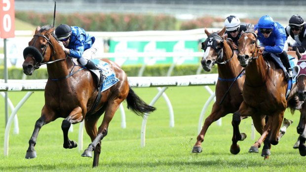 Happy days: Brenton Avdulla and Happy Clapper take out the Villiers Stakes at Randwick in 2015.
