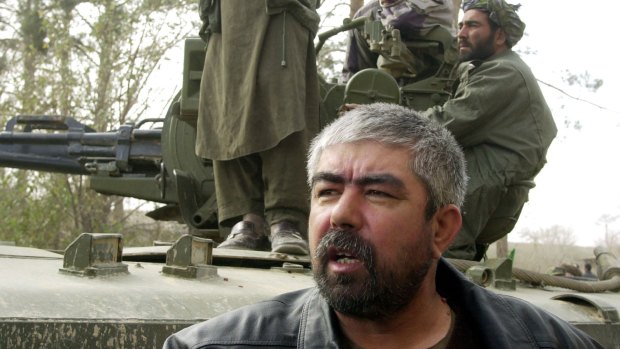 Abdul Rashid Dostum near Mazar-i-Sharif in northern Afghanistan in November 2001, when he and his men were fighting alongside US-led coalition forces.