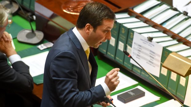 Opposition leader Matthew Guy debates the firefighters' dispute in Parliament question time.