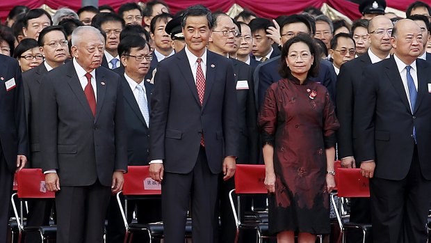 Hong Kong chief executive CY Leung, centre.