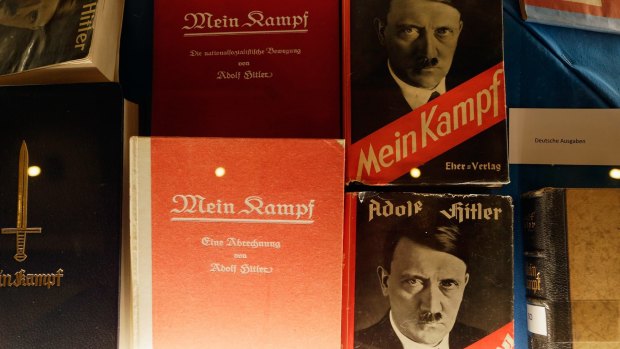 Historic copies of Adolf Hitler's Mein Kampf are displayed during the book launch of a new critical edition at the Institut fuer Zeitgeschichte in Munich, Germany on Friday.
