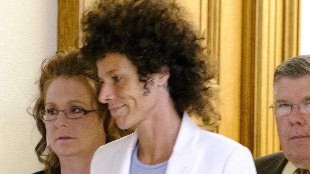 Andrea Constand, who accused Bill Cosby of sexual assault, leaves the courtroom after a mistrial was declared.