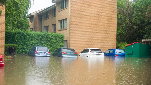 Flooding at O'Connor Apartments. 