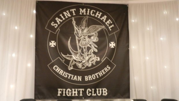 The Saint Michael Christian Brothers Fight Club banner.