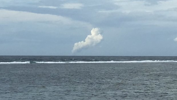 The ash cloud from the underwater volcano off Tonga.