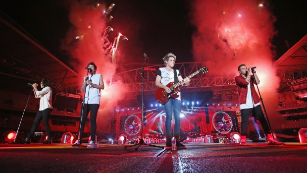 One Direction perform during the On the Road Again world tour at Etihad Stadium, Melbourne on February 14.  